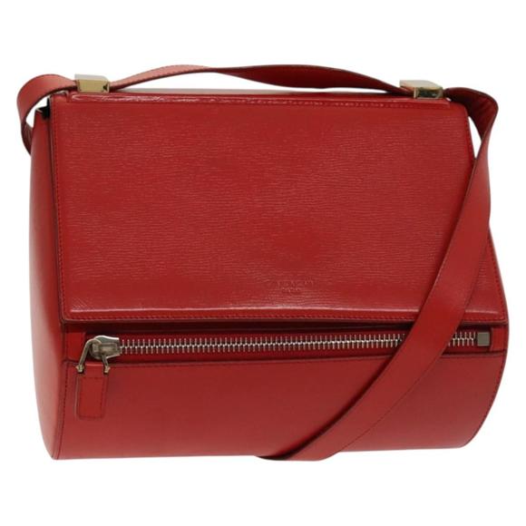 GIVENCHY Shoulder Bag Leather Red Gold Auth bs27170 - Picture 1 of 16